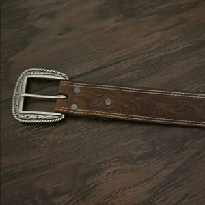 Ariat Brown Leather Belt with Silver Buckle